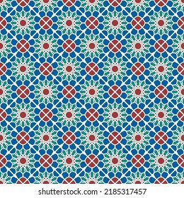 Seamless vector pattern with ethnic ornament. Mosaic in Arabic style. Print for paper, textile.