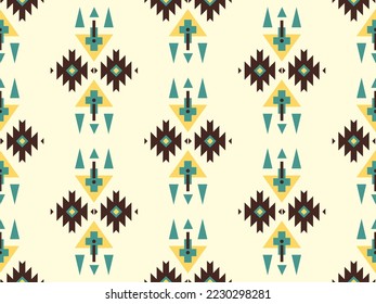 Seamless vector pattern with ethnic ornament. Geometric print for textiles, paper, surfaces. Design in boho style with folk motifs of Aztecs, Indians, Mexicans, Mayans.