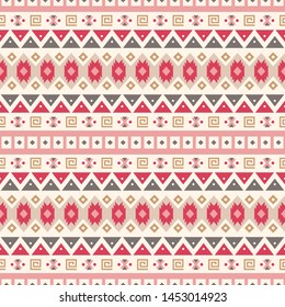Seamless vector pattern in ethnic style. Background with tribal ornament of geometric shapes. Image for printing on paper, wallpaper, covers, textiles, fabrics, clothing and other