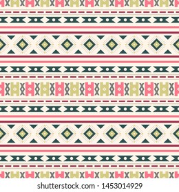 Seamless vector pattern in ethnic style. Background with tribal ornament of geometric shapes. Image for printing on paper, wallpaper, covers, textiles, fabrics, clothing and other