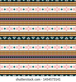 Seamless vector pattern in ethnic style. Background with tribal ornament of geometric shapes. Image for printing on paper, wallpaper, covers, textiles, fabrics, clothing and other