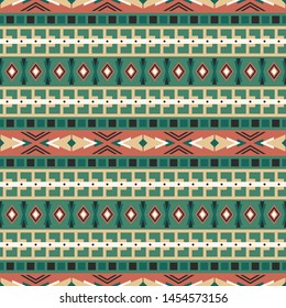 Seamless vector pattern in ethnic style. Background with tribal ornament of geometric shapes. Image for printing on paper, wallpaper, covers, textiles, fabrics, clothing and other