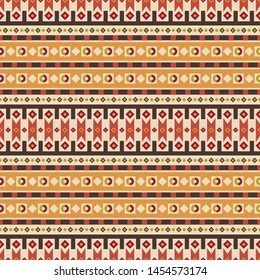 Seamless vector pattern in ethnic style. Background with tribal ornament of geometric shapes. Image for printing on paper, wallpaper, covers, textiles, fabrics, clothing and other