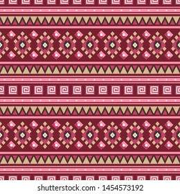 Seamless vector pattern in ethnic style. Background with tribal ornament of geometric shapes. Image for printing on paper, wallpaper, covers, textiles, fabrics, clothing and other