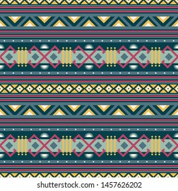 Seamless vector pattern in ethnic style. Background with tribal ornament of geometric shapes. Image for printing on paper, wallpaper, covers, textiles, fabrics, clothing and other
