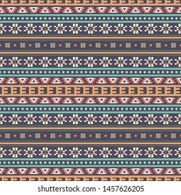 Seamless vector pattern in ethnic style. Background with tribal ornament of geometric shapes. Image for printing on paper, wallpaper, covers, textiles, fabrics, clothing and other
