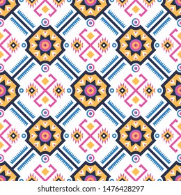 Seamless vector pattern in ethnic style. Geometric background with tribal motif. Traditional ornament for printing on paper, wallpaper, covers, textiles, fabric, clothing and other