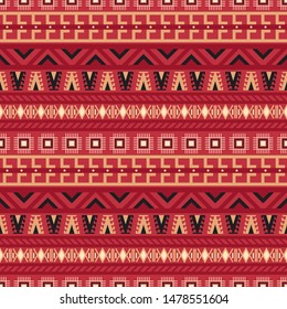 Seamless vector pattern in ethnic style. Background with tribal ornament of geometric shapes. Image for printing on paper, wallpaper, covers, textiles, fabrics, clothing and other