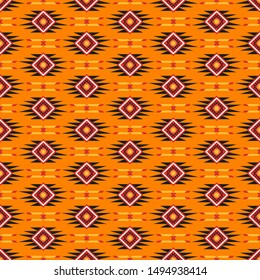 Seamless vector pattern in ethnic style. Background with tribal ornament of geometric shapes. Traditional textile design. Image for printing on paper, wallpaper, covers, fabrics, clothing and other