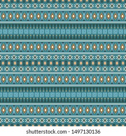 Seamless vector pattern in ethnic style. Background with tribal ornament of geometric shapes. Traditional textile design. Image for printing on paper, wallpaper, covers, fabrics, clothing and other