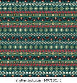 Seamless vector pattern in ethnic style. Background with tribal ornament of geometric shapes. Traditional textile design. Image for printing on paper, wallpaper, covers, fabrics, clothing and other