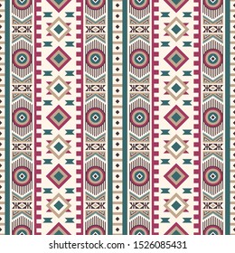 Seamless vector pattern in ethnic style. Background with tribal ornament of geometric shapes. Traditional design for textiles. Image for printing on paper, wallpaper, covers, fabrics, clothing.