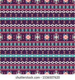 Seamless vector pattern in ethnic style. Background with tribal ornament of geometric shapes. Traditional design for textiles. Image for printing on paper, wallpaper, covers, fabrics, clothing.