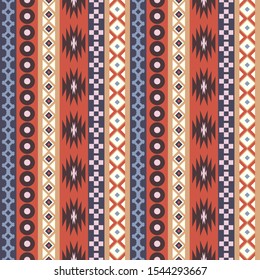 Seamless vector pattern in ethnic style. Background with tribal ornament of geometric shapes. Traditional design for textiles. Image for printing on paper, wallpaper, covers, fabrics, clothing.