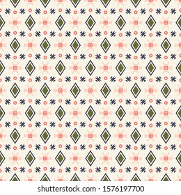 Seamless vector pattern in ethnic style. Decorative background with geometric ornament for printing on paper and textile.
