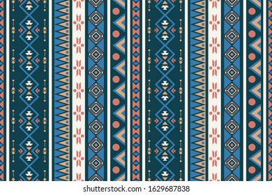 Seamless vector pattern in ethnic style. Geometric vertical ornament with oriental motifs. Stylish design for textiles.