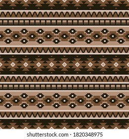 Seamless vector pattern in ethnic style. Geometric aztec ornament. Design with folk motives for textiles or paper.