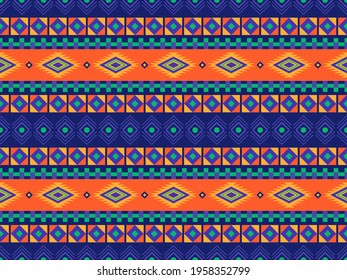 Seamless vector pattern in ethnic style. Textile boho design. Background with folk traditional motives. Geometric oriental ornament. 