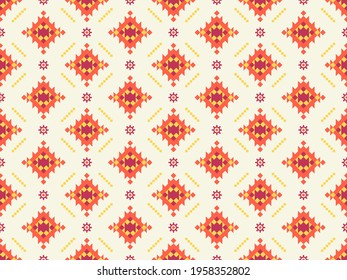 Seamless vector pattern in ethnic style. Textile boho design. Background with folk traditional motives. Geometric oriental ornament. 