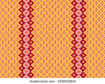 Seamless vector pattern in ethnic style. Textile boho design. Background with folk traditional motives. Geometric oriental ornament. 
