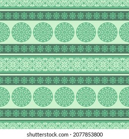 Patrón vectorial sin foco en estilo étnico. Diseño textil a rayas con adornos boho. Impresión con motivos orientales, indios, turcos, tunecinos. 