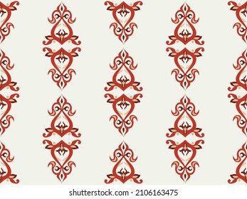 Seamless vector pattern in ethnic style. Textile batik design with folk motifs. Print with oriental ornament. 