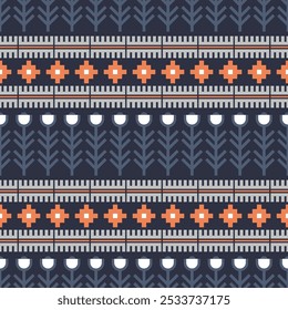 Seamless vector pattern in ethnic style. Floral folk design for textile, fabric, paper, clothes, surfaces.