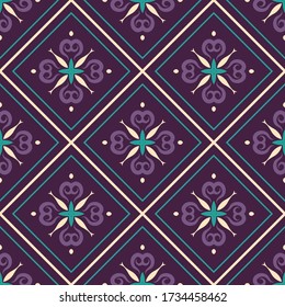 Patrón vectorial sin foco con ornamento étnico simétrico. Antecedentes con motivos orientales. Diseño textil.