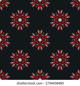 Seamless vector pattern with ethnic symmetric ornament. Background with oriental motifs. Textile design.