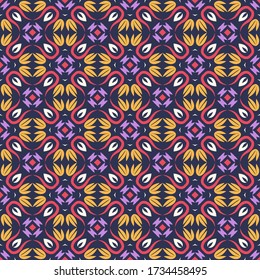Seamless vector pattern with ethnic symmetric ornament. Background with oriental motifs. Textile design.