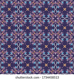 Seamless vector pattern with ethnic symmetric ornament. Background with oriental motifs. Textile design.