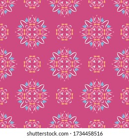 Seamless vector pattern with ethnic symmetric ornament. Background with oriental motifs. Textile design.