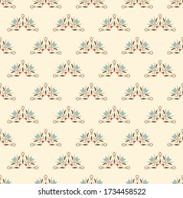 Seamless vector pattern with ethnic symmetric ornament. Background with oriental motifs. Textile design.