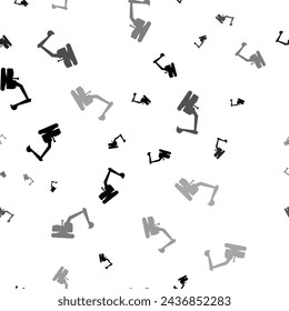Patrón de vector sin fisuras con símbolos de excavadora, creando un fondo monocromo creativo con elementos girados. Ilustración vectorial sobre fondo blanco