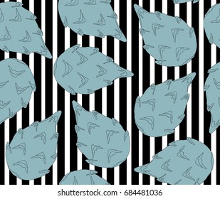 Seamless vector pattern. Exotic fruits pattern. Dragon fruits on the black stripe background.