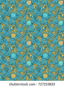 Seamless vector pattern with exotic fruits and flowers