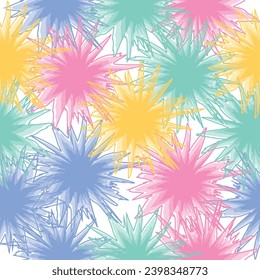 Seamless vector pattern with exotic tropical plants in modern style. Vector art illustration in pastel colors