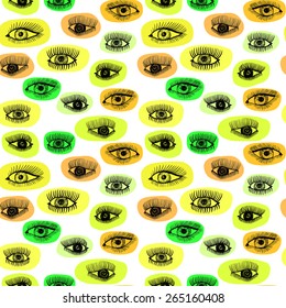 Seamless vector pattern with eyes motive