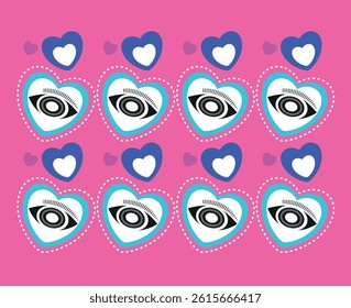Seamless vector pattern with eyes. Ophthalmology abstract illustration. Human eye vector icon design, geometric style design. Medical illustration for cover, advertisement, poster