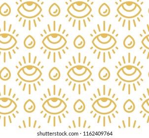 Seamless vector pattern with eyes and tear drops