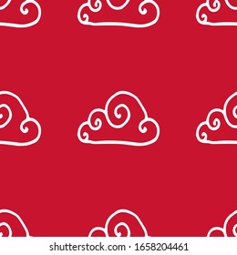 seamless vector pattern fabric design with clouds