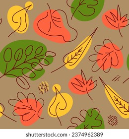 Seamless vector pattern with fallen autumn leaves