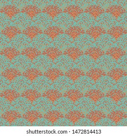 A seamless vector pattern with fan shapes with organic texture. Surface print design.