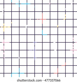 Seamless vector pattern. Fancy colorful square lined exercise book.