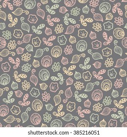 seamless vector pattern of fantasy colorful flowers