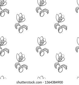 Seamless vector pattern. Fantasy, fabulous flower repeating in the distance on a transparent background.