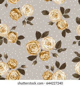 Seamless vector pattern with fantasy rose, pattern can be used for wallpaper, pattern fills,surface textures