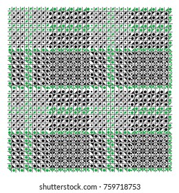 Seamless vector pattern for fashion design. Black and green color. Modern background glen plaid