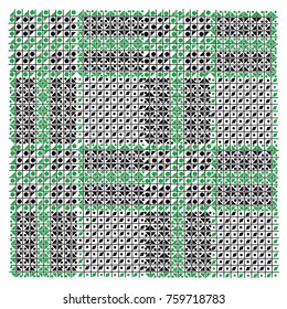 Seamless vector pattern for fashion design. Black and green color. Modern background glen plaid