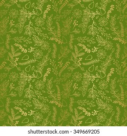 Seamless Vector Pattern of Faux Gold Foil Christmas Holiday Florals